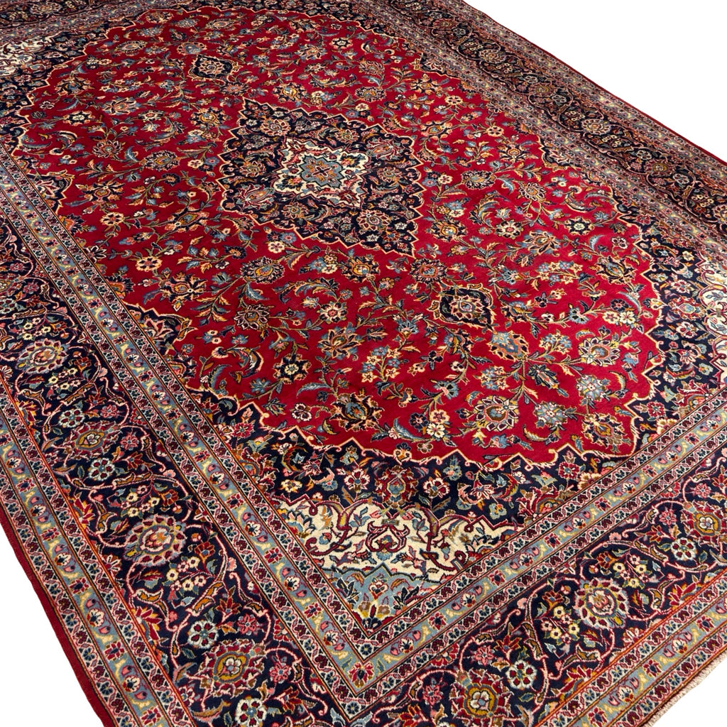 394 x 295 cm Hand Knotted Red Persian Kashan – Wool Rug