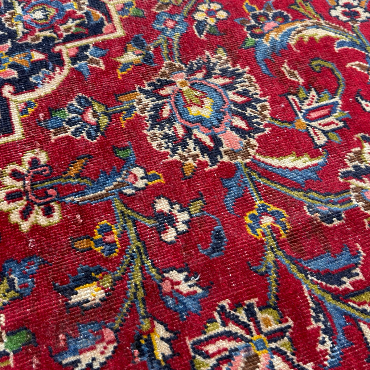 350 x 250 cm Vintage Hand Knotted Red Persian Kashan – Wool Rug