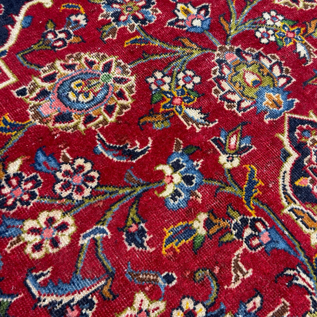 350 x 250 cm Vintage Hand Knotted Red Persian Kashan – Wool Rug