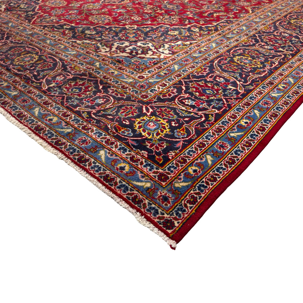 350 x 250 cm Vintage Hand Knotted Red Persian Kashan – Wool Rug