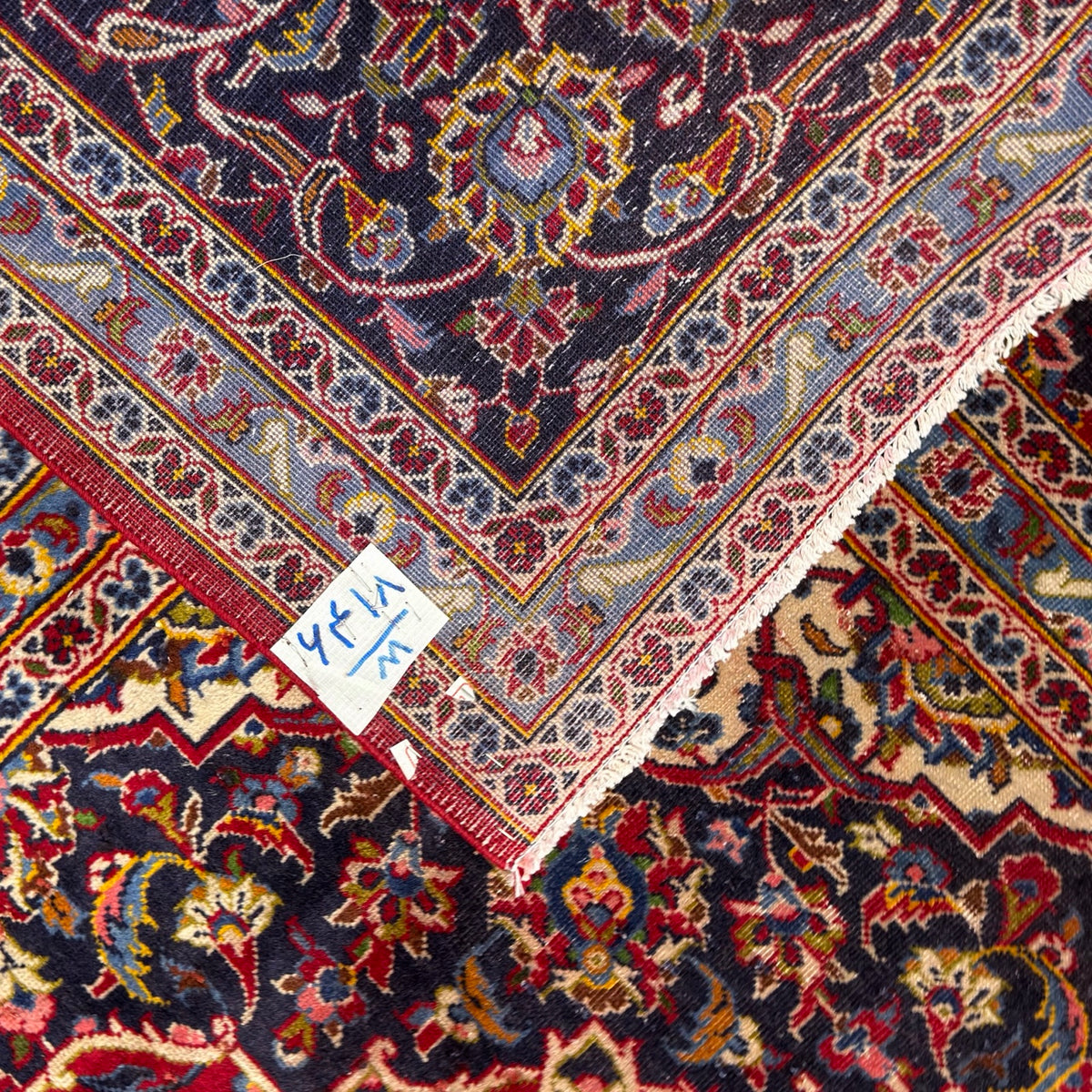 350 x 250 cm Vintage Hand Knotted Red Persian Kashan – Wool Rug