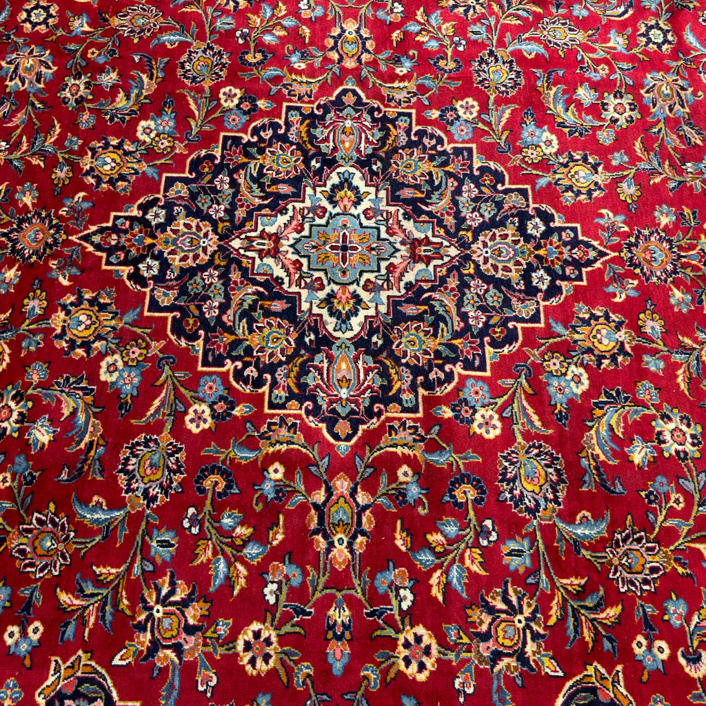 394 x 295 cm Hand Knotted Red Persian Kashan – Wool Rug