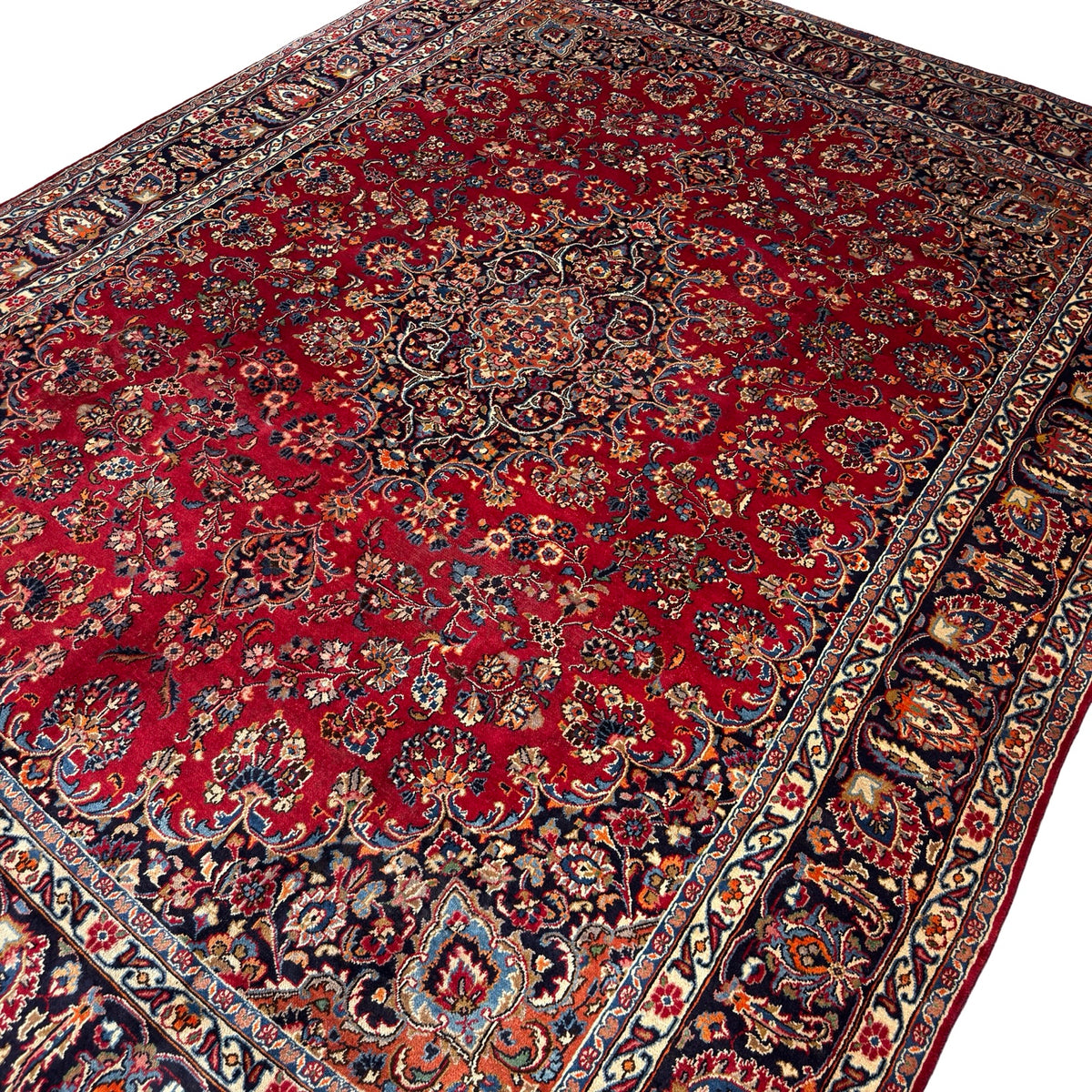 380 x 295 cm Persian Floral Mashad Hand Knotted – Wool Rug