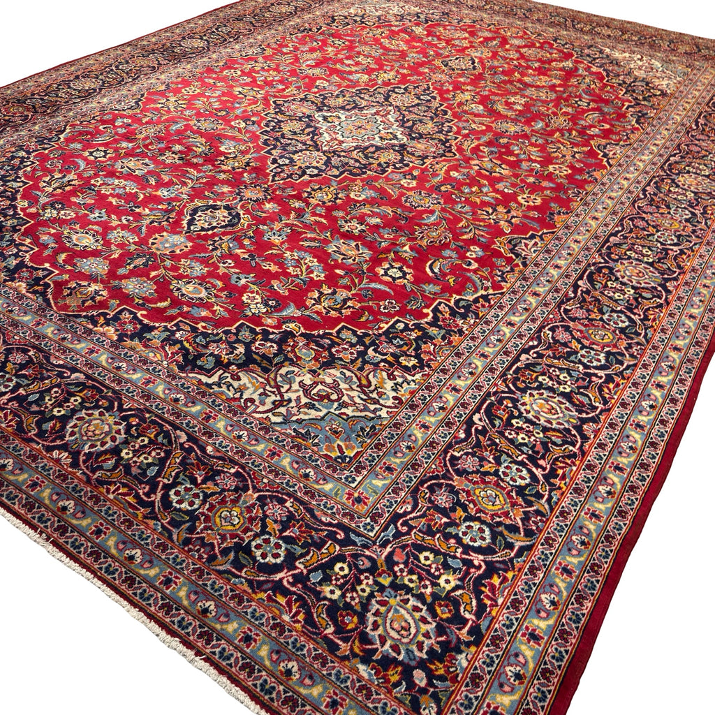 394 x 295 cm Hand Knotted Red Persian Kashan – Wool Rug