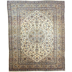 355 x 266 cm Persian Kashan Hand-Knotted Cream Wool Rug