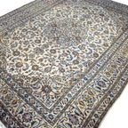 355 x 266 cm Persian Kashan Hand-Knotted Cream Wool Rug