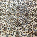 355 x 266 cm Persian Kashan Hand-Knotted Cream Wool Rug