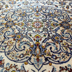 355 x 266 cm Persian Kashan Hand-Knotted Cream Wool Rug