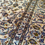 355 x 266 cm Persian Kashan Hand-Knotted Cream Wool Rug