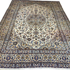 355 x 266 cm Persian Kashan Hand-Knotted Cream Wool Rug