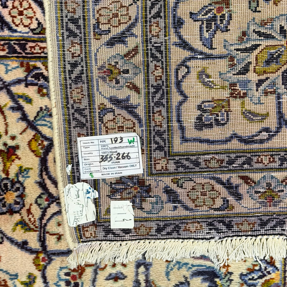 355 x 266 cm Persian Kashan Hand-Knotted Cream Wool Rug