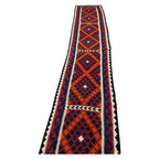391 x 72 cm Hand-Woven Afghan Kilim Runner Rug – Wool Flatweave