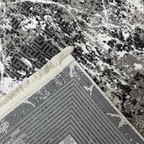 180 x 120 cm Black Grey Marble Border Abstract Rug