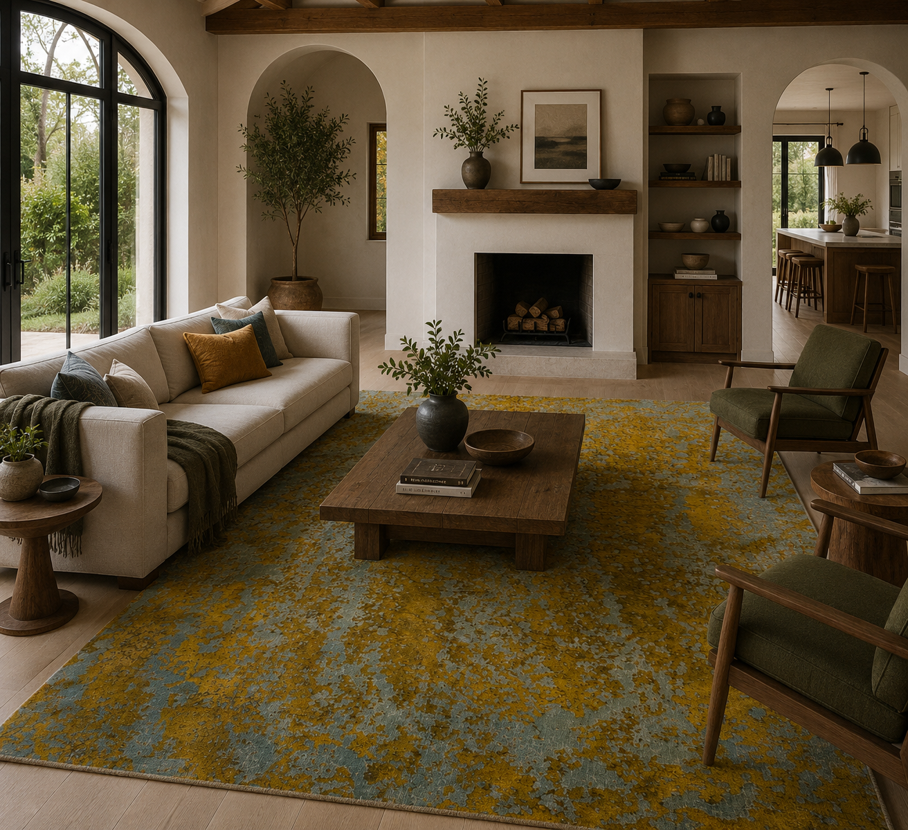280 x 190 cm Hand-Knotted Ultra Vintage Mustard Wool Rug