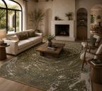 283 x 193 cm Hand-Knotted Ultra Vintage Olive Green Wool Rug