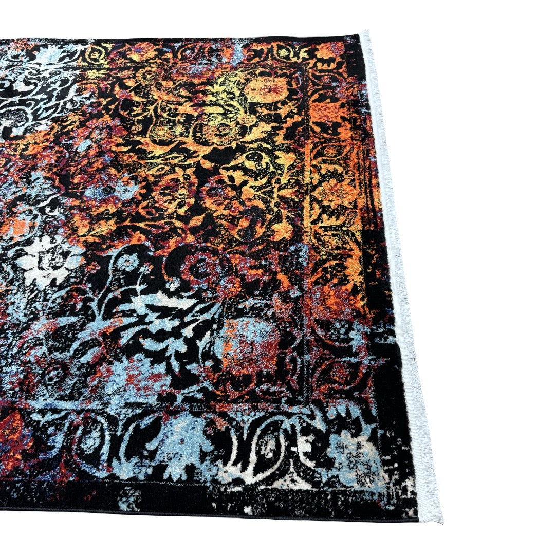 230 x 160 cm Ember Glow Classic Rug – Dark Base with Vibrant Artistic Accents