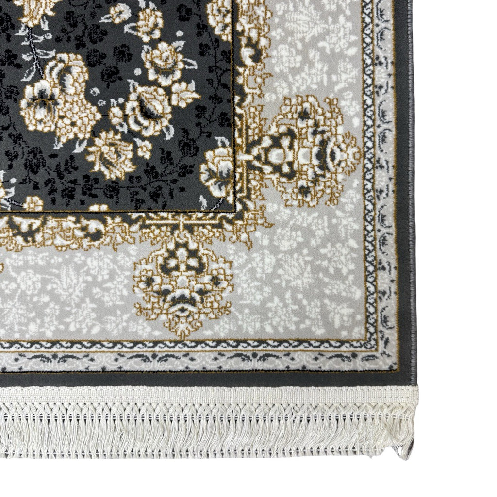 Ivory and charcoal Persian rug detail