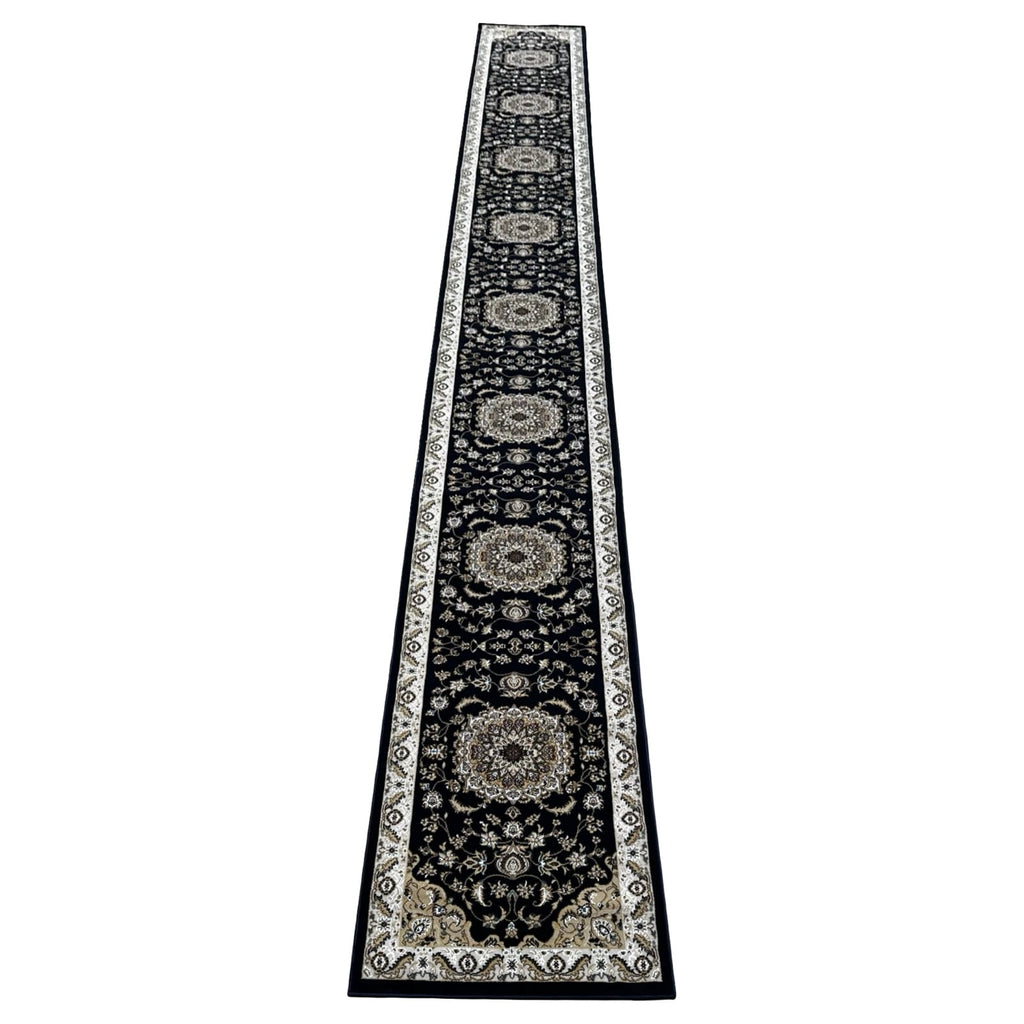 800 x 80 cm Beautiful Navy Persian Floral Long Passage Runner Rug