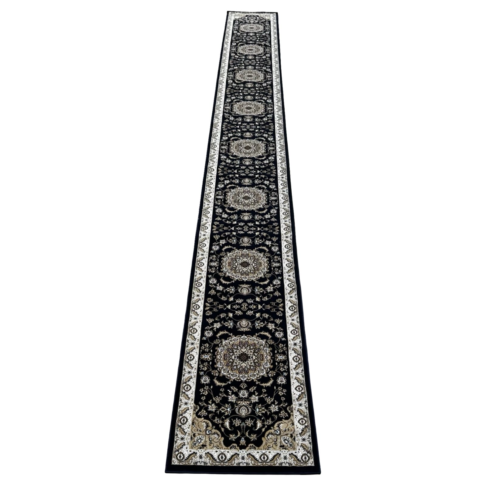 800 x 80 cm Beautiful Navy Persian Floral Long Passage Runner Rug