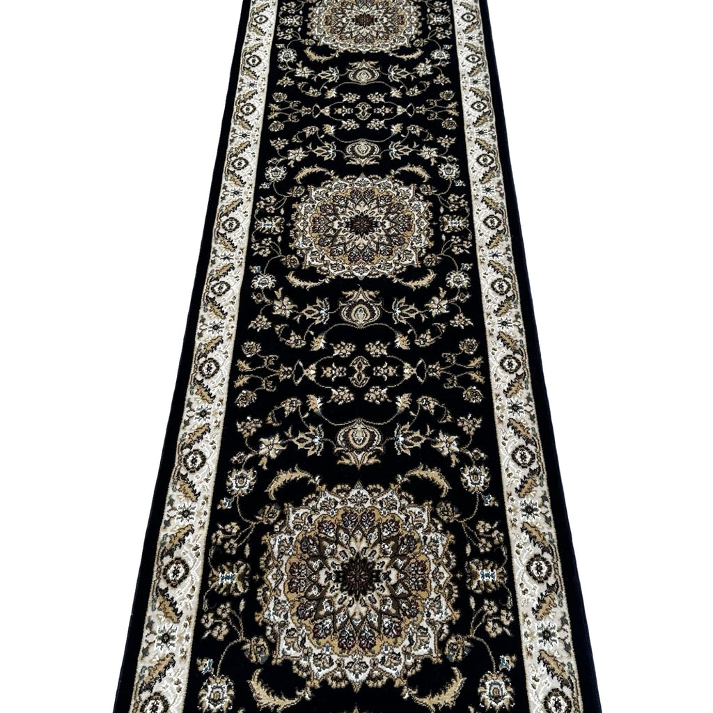 800 x 80 cm Beautiful Navy Persian Floral Long Passage Runner Rug