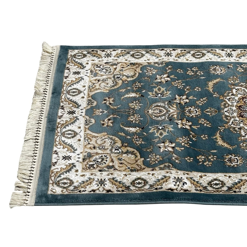 800 x 80 cm Blue Floral Fine Turkish Passage Runner Rug