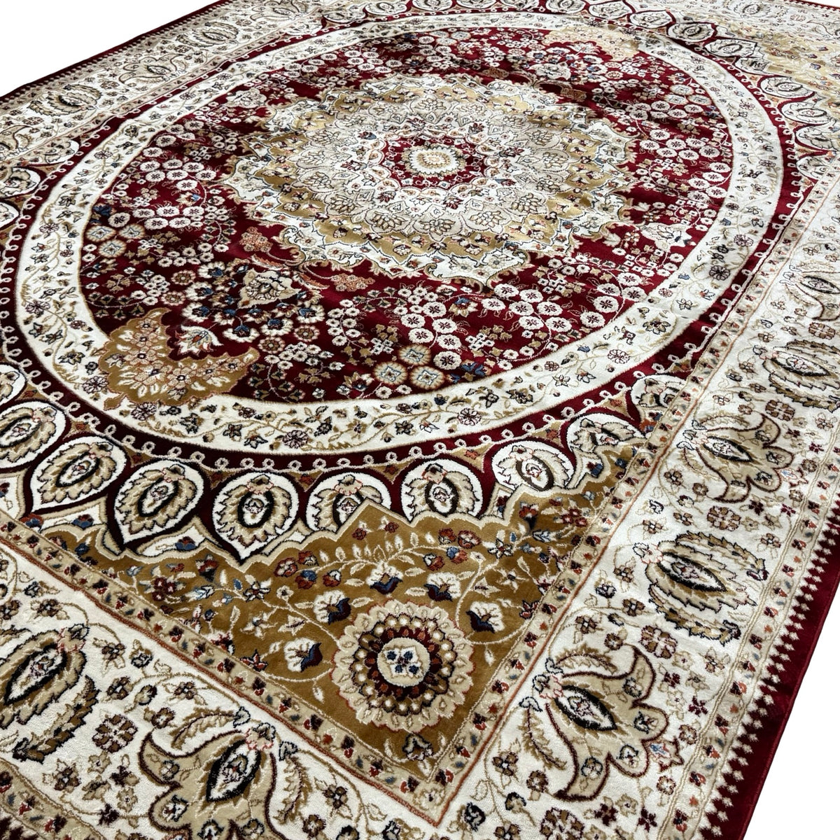 340 x 240 cm Machine Made Red Beige Persian Design Rug