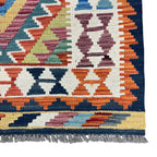 210 x 85 cm Hand-Woven Afghan Kilim Runner Rug – Wool Flatweave