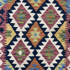 210 x 77 cm Hand-Woven Afghan Kilim Runner Rug – Wool Flatweave