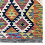 210 x 77 cm Hand-Woven Afghan Kilim Runner Rug – Wool Flatweave
