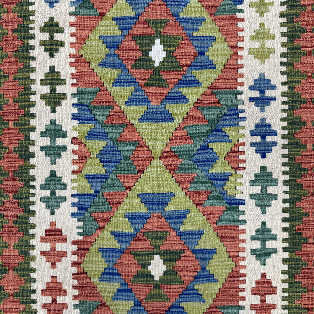 204 x 78 cm Hand-Woven Afghan Kilim Runner Rug – Wool Flatweave