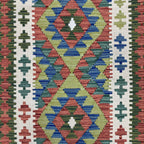 204 x 78 cm Hand-Woven Afghan Kilim Runner Rug – Wool Flatweave