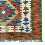 204 x 78 cm Hand-Woven Afghan Kilim Runner Rug – Wool Flatweave