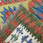204 x 78 cm Hand-Woven Afghan Kilim Runner Rug – Wool Flatweave