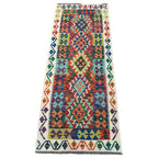 202 x 83 cm Hand-Woven Afghan Kilim Runner Rug – Wool Flatweave