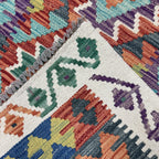 202 x 83 cm Hand-Woven Afghan Kilim Runner Rug – Wool Flatweave