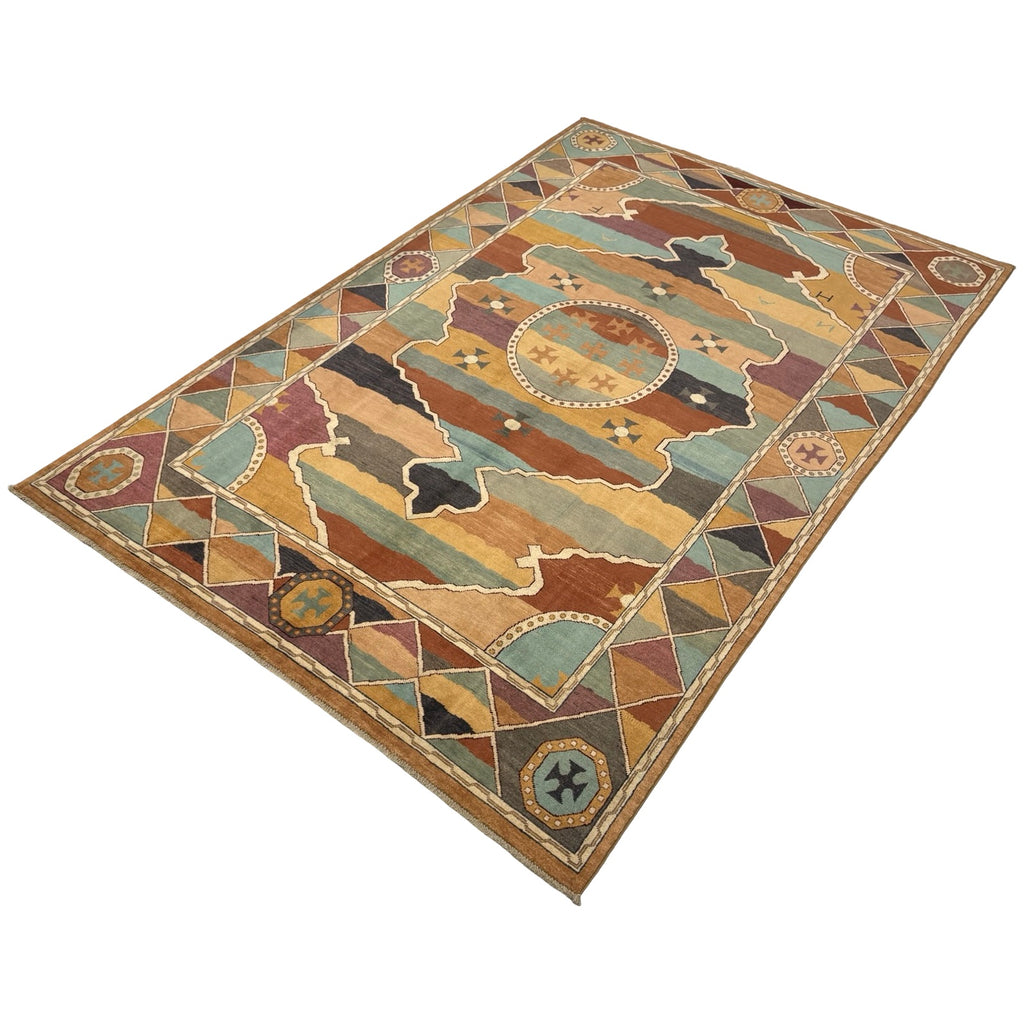 292 x 188 cm Afghan Chobi Veg-Dye Hand-Knotted Wool Rug