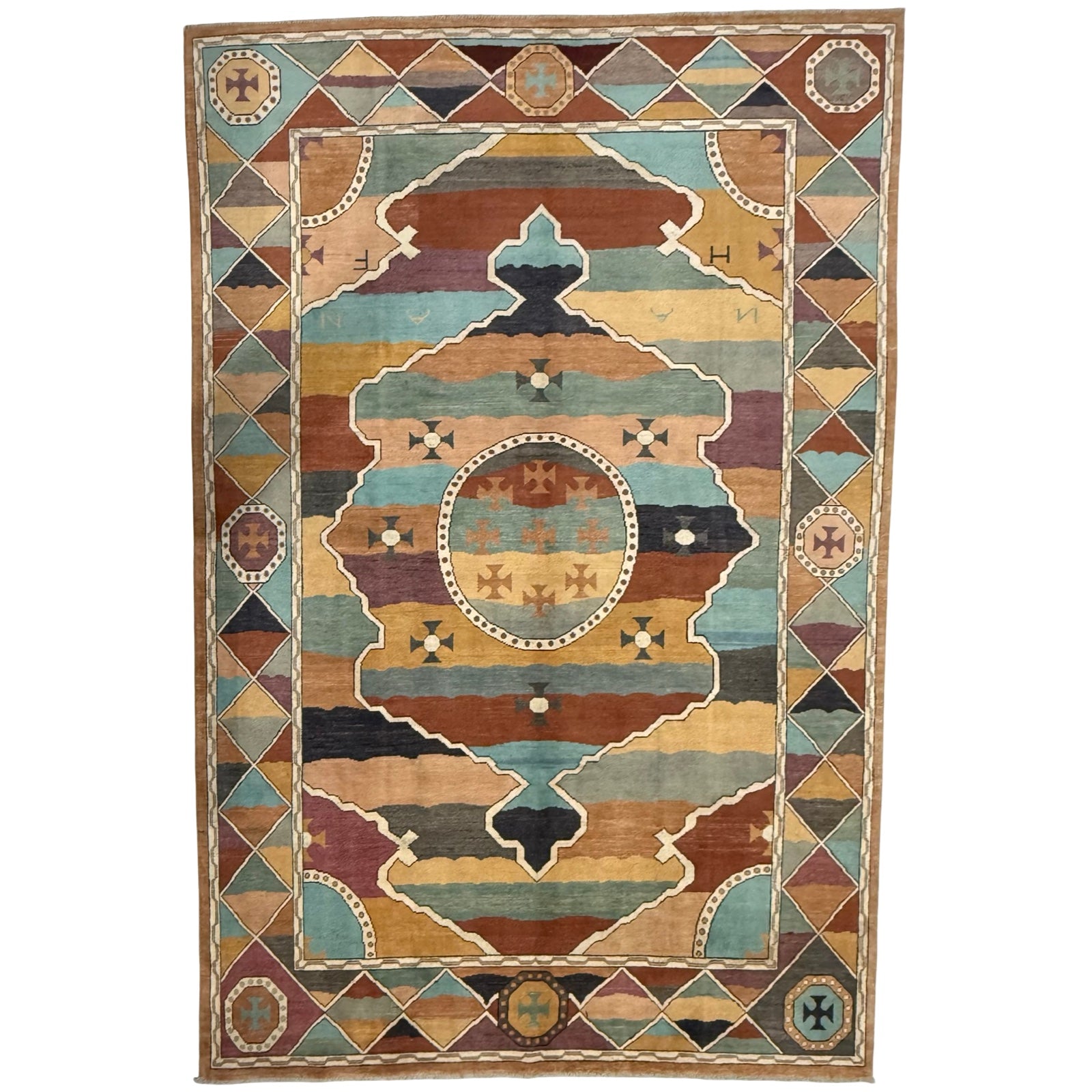 292 x 188 cm Afghan Chobi Veg-Dye Hand-Knotted Wool Rug