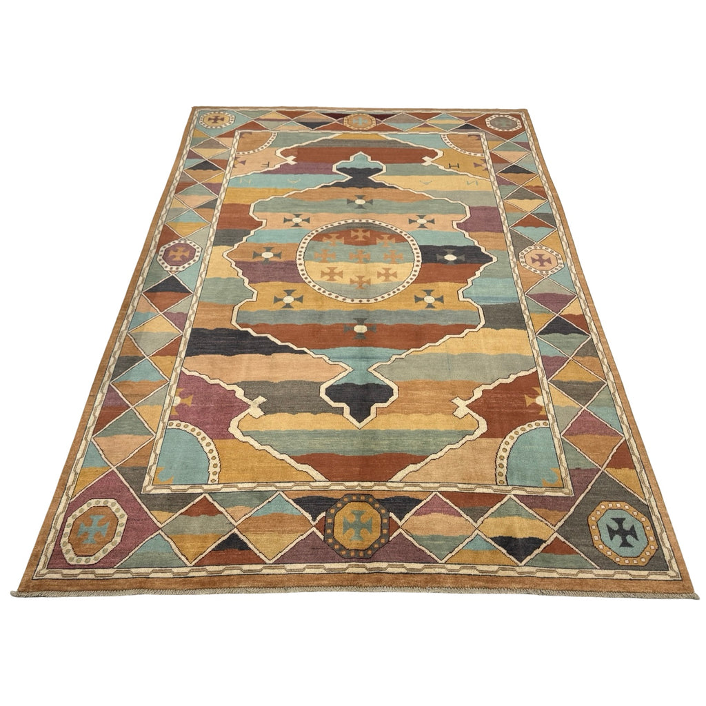 292 x 188 cm Afghan Chobi Veg-Dye Hand-Knotted Wool Rug