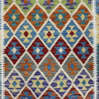 301 x 81 cm Hand-Woven Afghan Kilim Runner Rug – Wool Flatweave