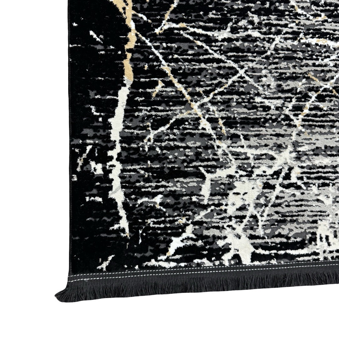 180 x 120 cm Grey Black Shadow Lightning Pattern Turkish Rug