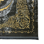 230 x 160 cm Black & Gold Distressed Medallion Turkish Rug