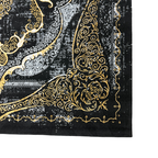 230 x 160 cm Black & Gold Distressed Medallion Fringeless Persian Style Rug
