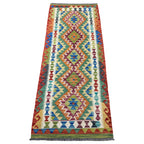 197 x 80 cm Hand-Woven Afghan Kilim Runner Rug – Wool Flatweave