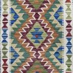197 x 80 cm Hand-Woven Afghan Kilim Runner Rug – Wool Flatweave