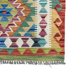 197 x 80 cm Hand-Woven Afghan Kilim Runner Rug – Wool Flatweave