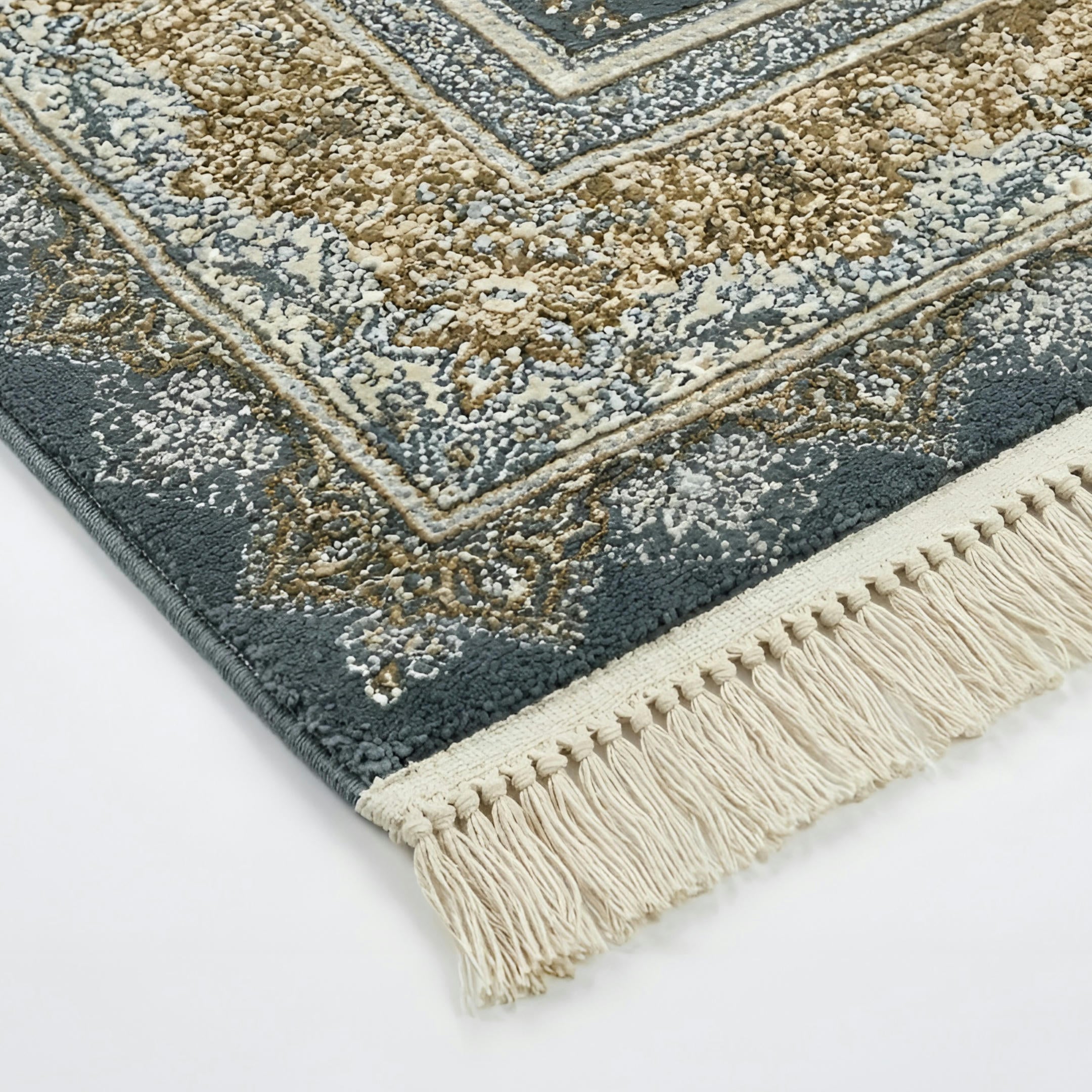 300 x 200 cm Machine-Made Persian Floral Grey & Gold Rug