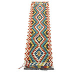194 x 58 cm Hand-Woven Afghan Kilim Runner Rug – Wool Flatweave