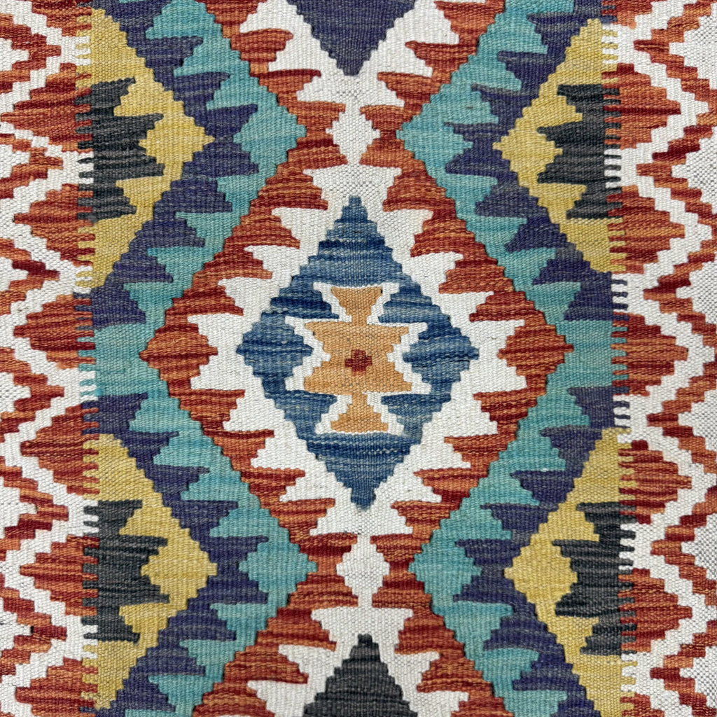194 x 58 cm Hand-Woven Afghan Kilim Runner Rug – Wool Flatweave