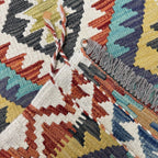 194 x 58 cm Hand-Woven Afghan Kilim Runner Rug – Wool Flatweave