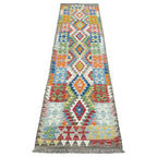 251 x 76 cm Hand-Woven Afghan Kilim Runner Rug – Wool Flatweave